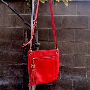 MICHAEL KORS Red Crossbody Tote Bag w/ Fringe